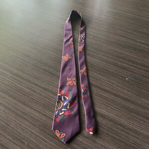 Vintage Yves Saint Laurent silk tie, plum and contrasting colors